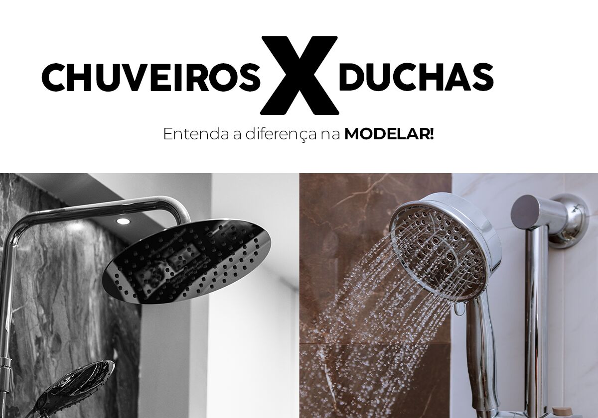 Comparação entre chuveiros e duchas na Modelar
