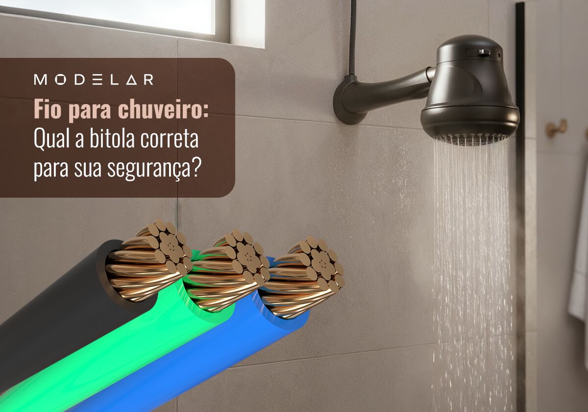 Fios coloridos para chuveiro em ambiente de banheiro