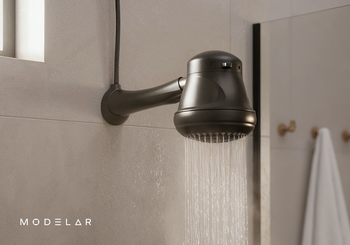 Chuveiro moderno com design elegante em banheiro