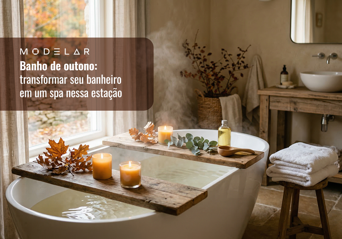 Banho de outono: spa em casa com velas e aroma.