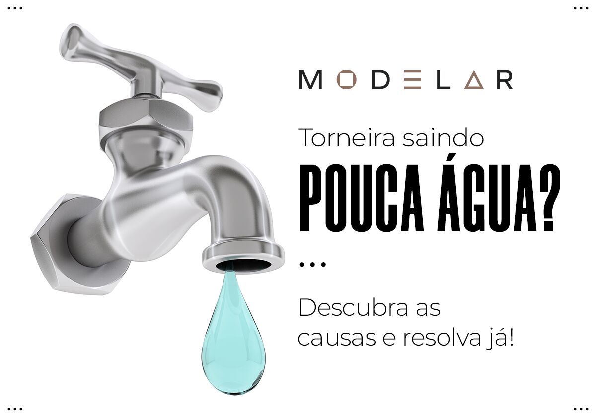 Torneira com pouca água saindo e gota visível