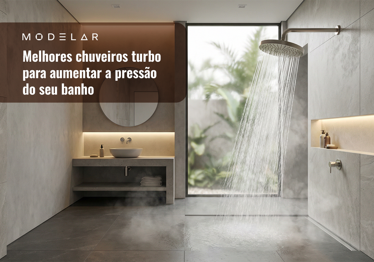 Chuveiro turbo moderno em banheiro elegante